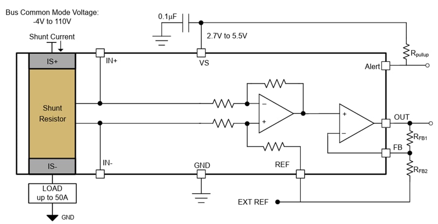 Applikations-Schaltungsdiagramm - Texas Instruments INA791A Strommessverstärker